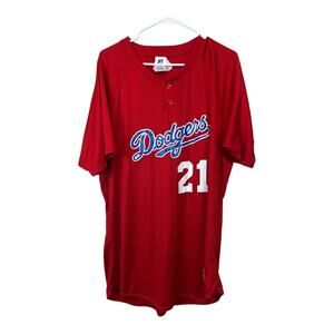 Mens Dodgers Jersey T-Shirt Tee Shirt Baseball Fan 21 Large Sports Casual